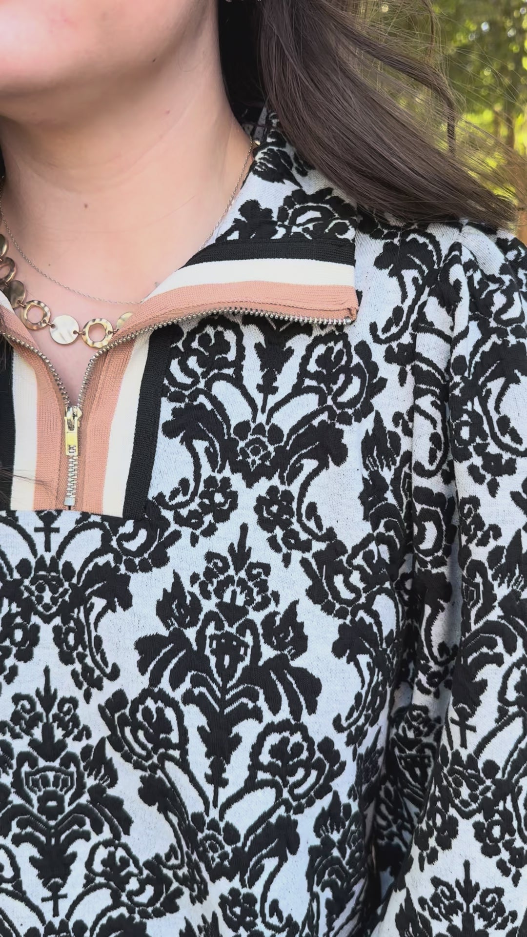 Damask Contrast Collar Dress