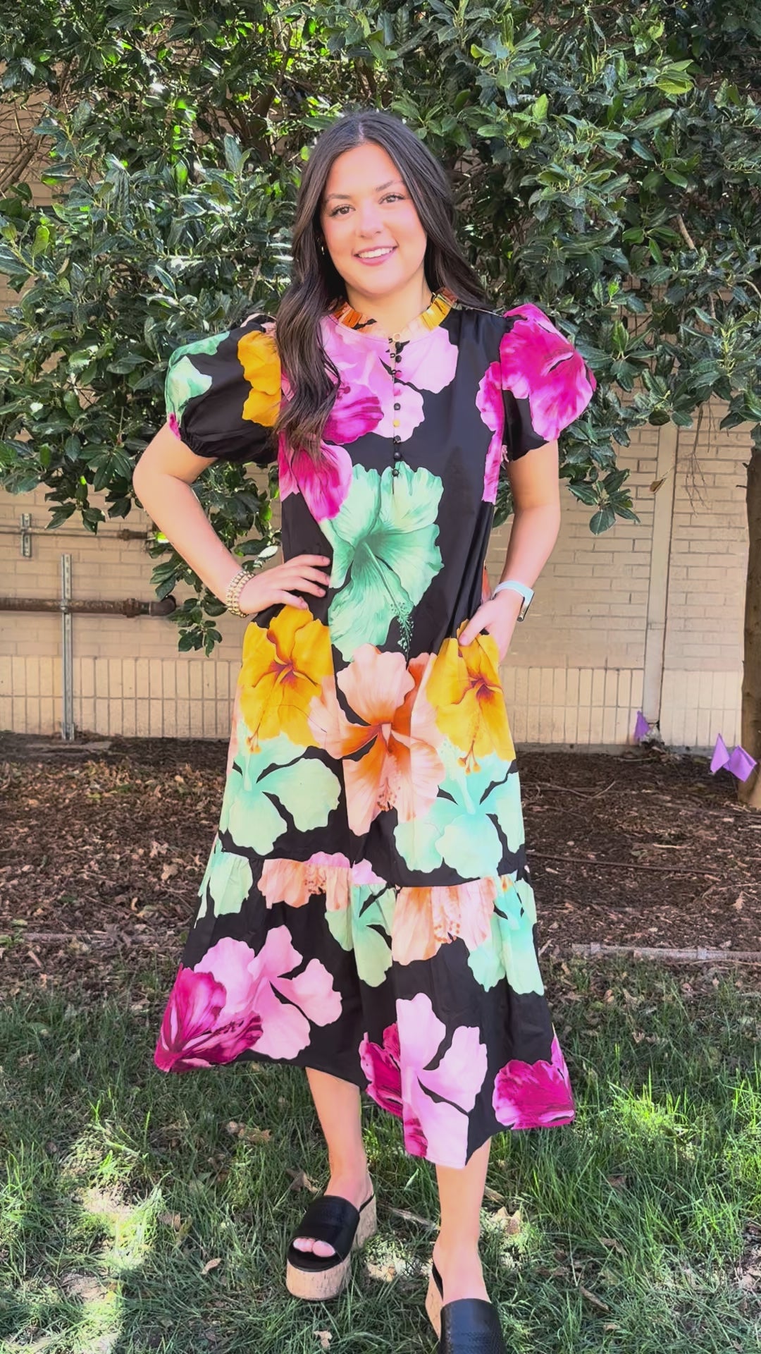 Shadow & Spring Black Floral Maxi Dress
