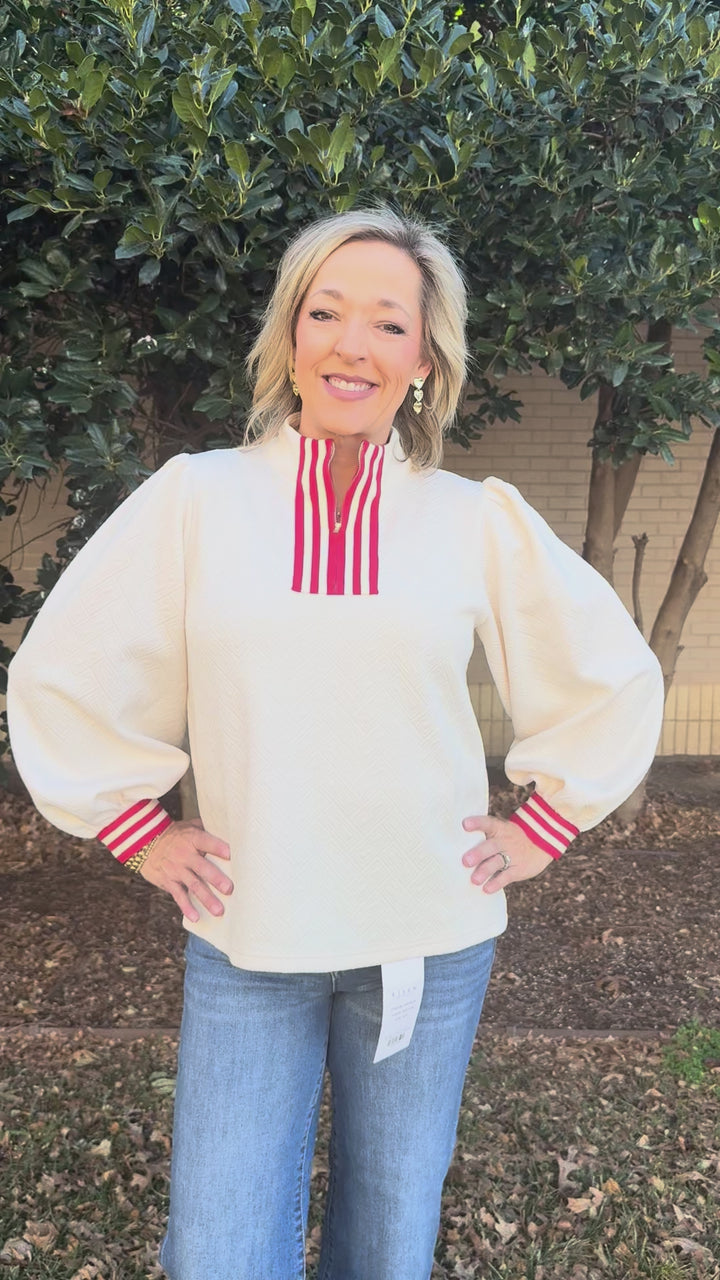 Easy Zip Cream 1/4 Zip Top