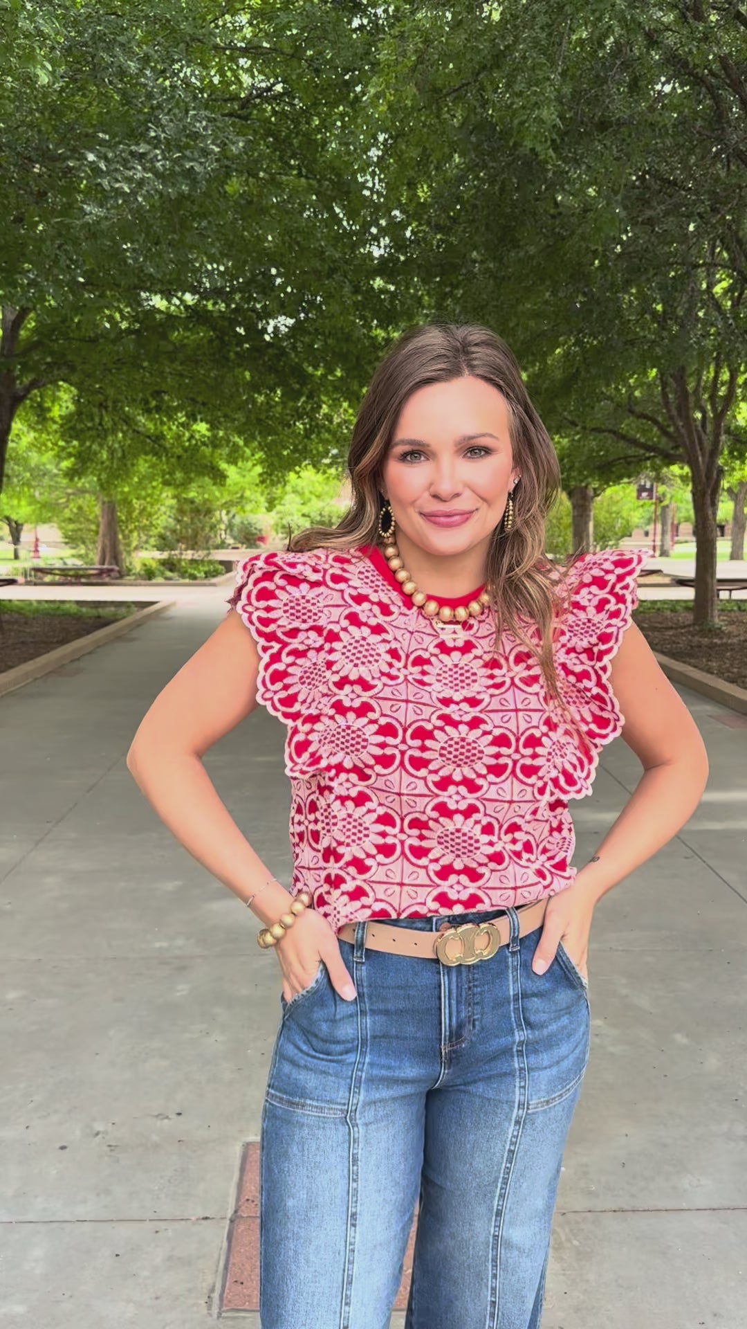 Threaded in Charm Red Blouse