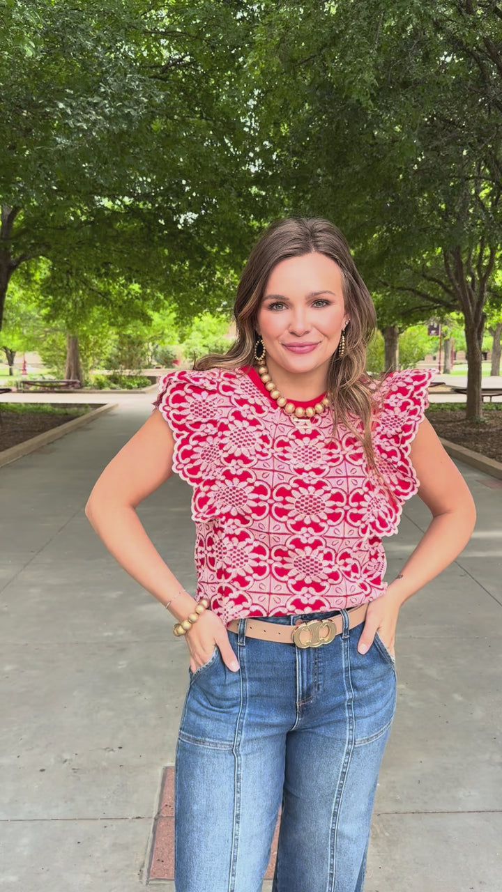 Threaded in Charm Red Blouse