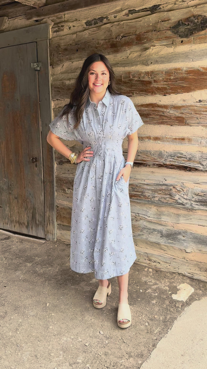 Light Blue Meadow Midi Dress