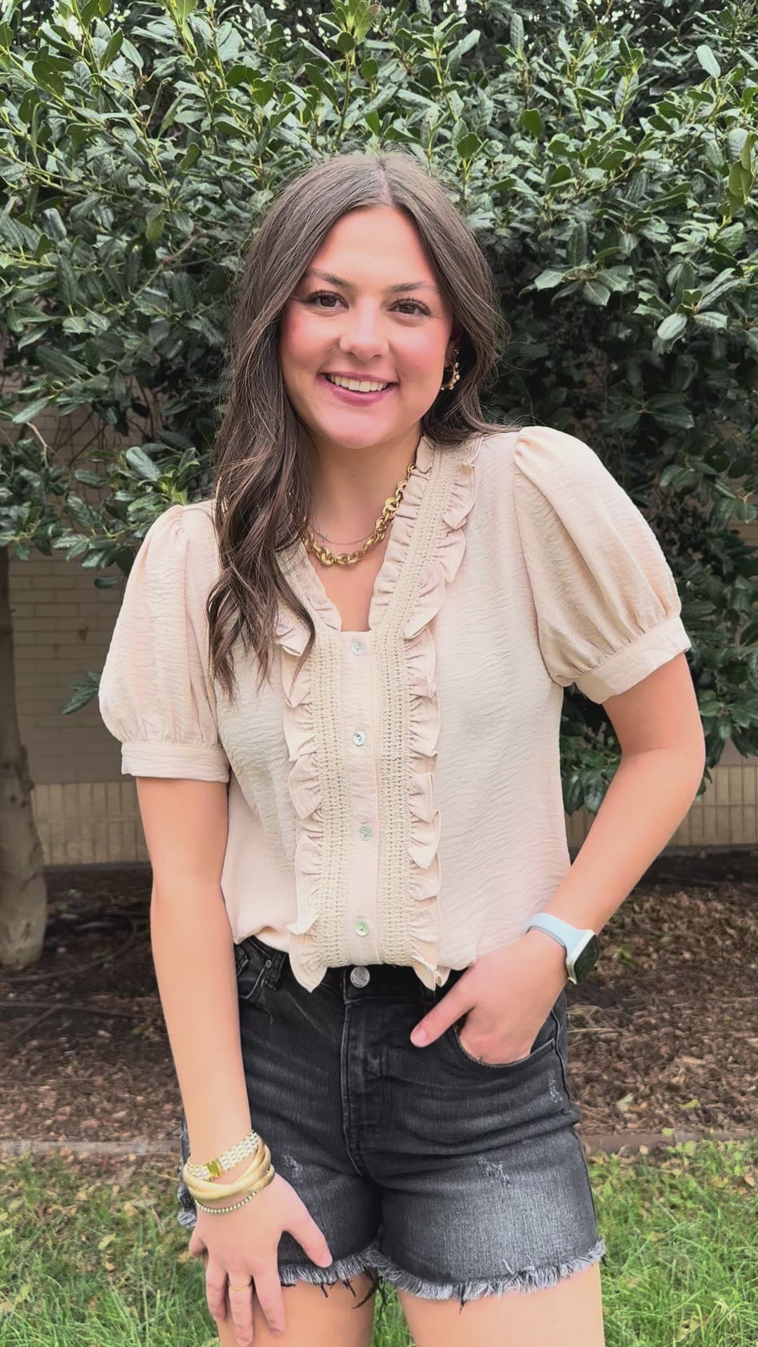 Effortless Charm V-Neck Ruffle Blouse