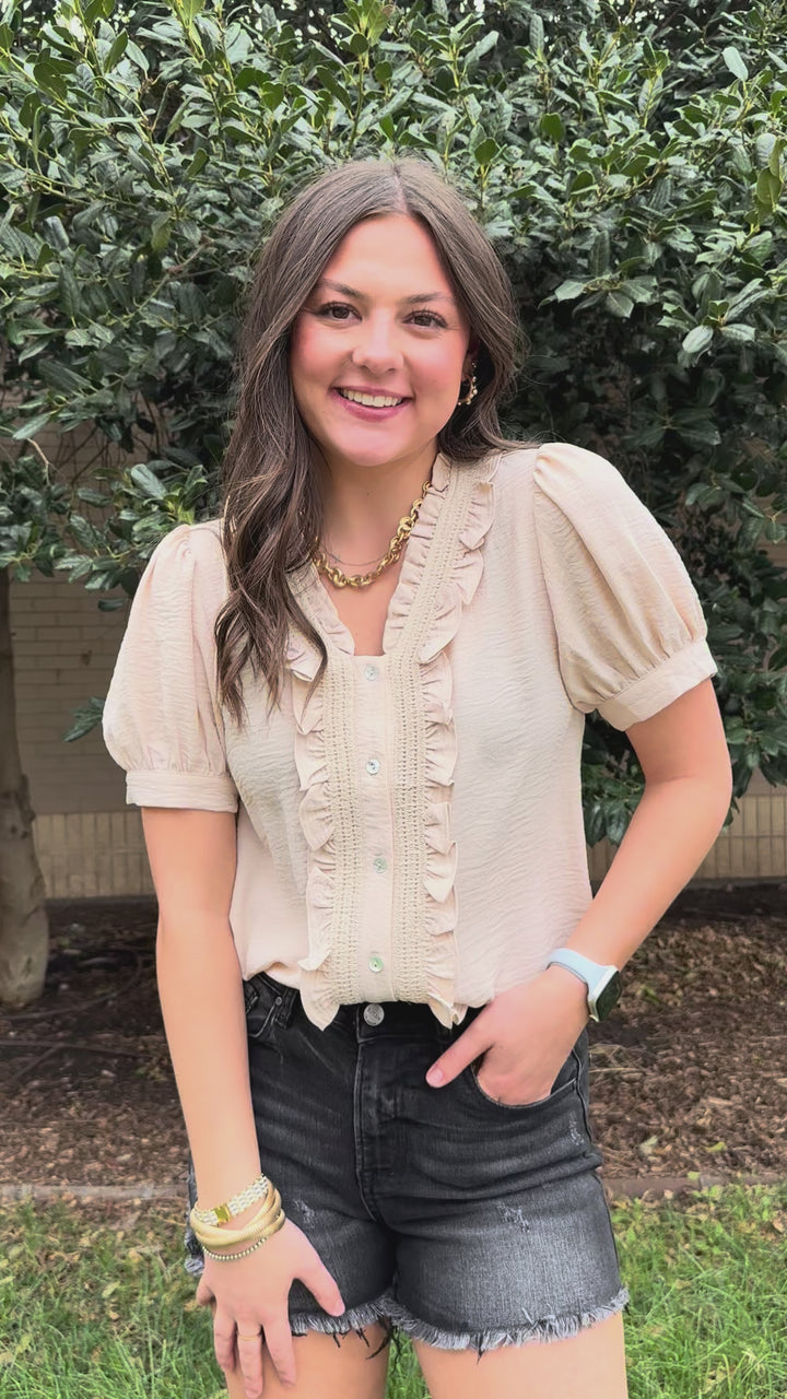 Effortless Charm V-Neck Ruffle Blouse