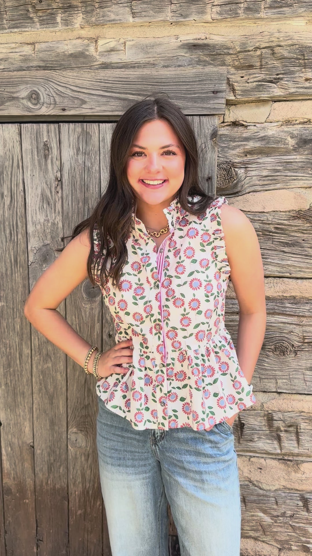 Blooming Bright Floral Peplum Top