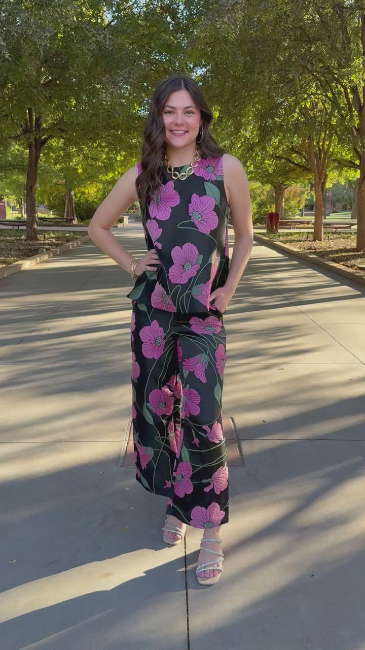 Midnight Garden Black Pant Set