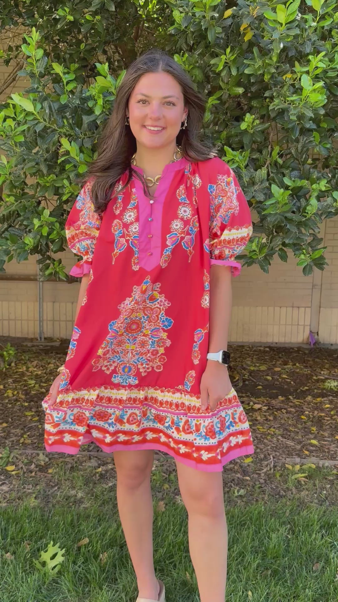 Sweet Escape Coral V-Neck Dress