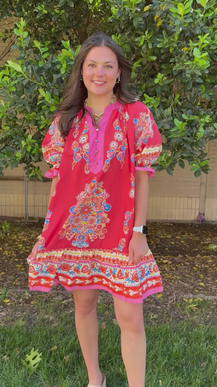 Sweet Escape Coral V-Neck Dress
