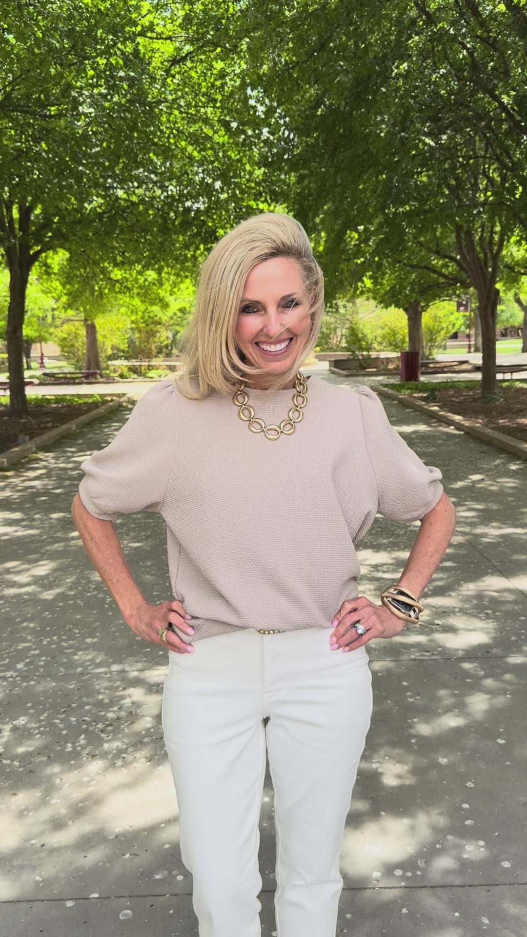 Go To Taupe Puff Sleeve Top