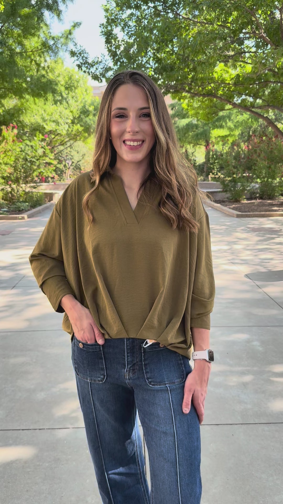The Elevated Olive V-Neck Blouse