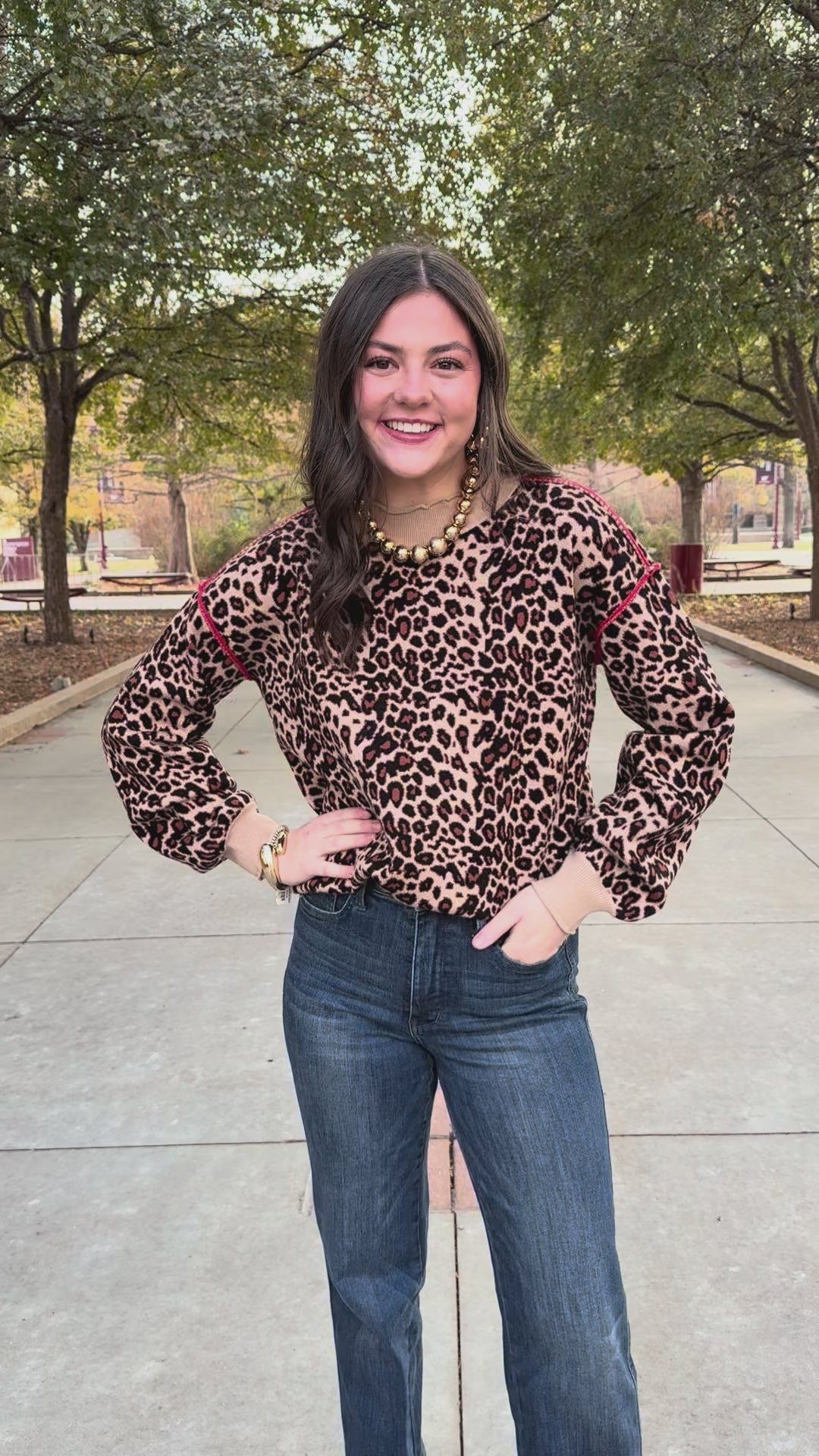 Wildline Leopard Roundneck Sweater