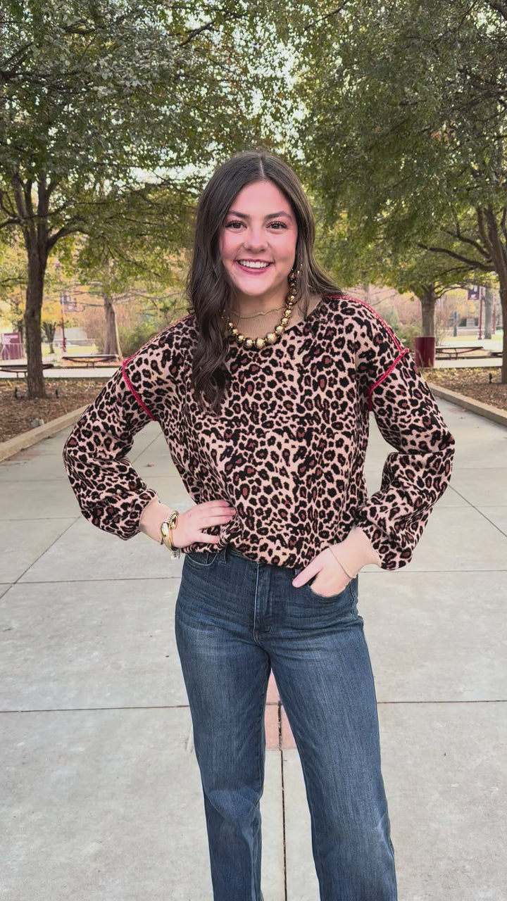 Wildline Leopard Roundneck Sweater