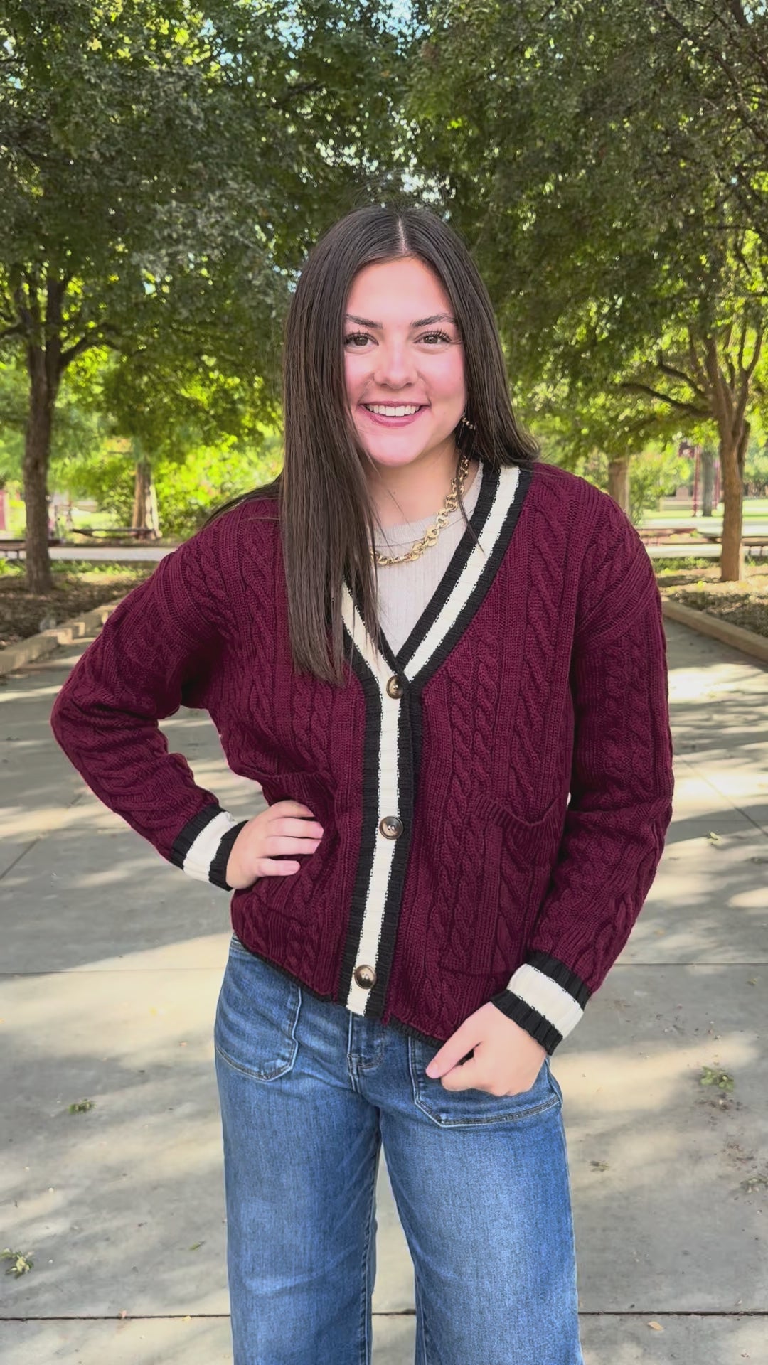 Maroon Mornings V-Neck Cardigan
