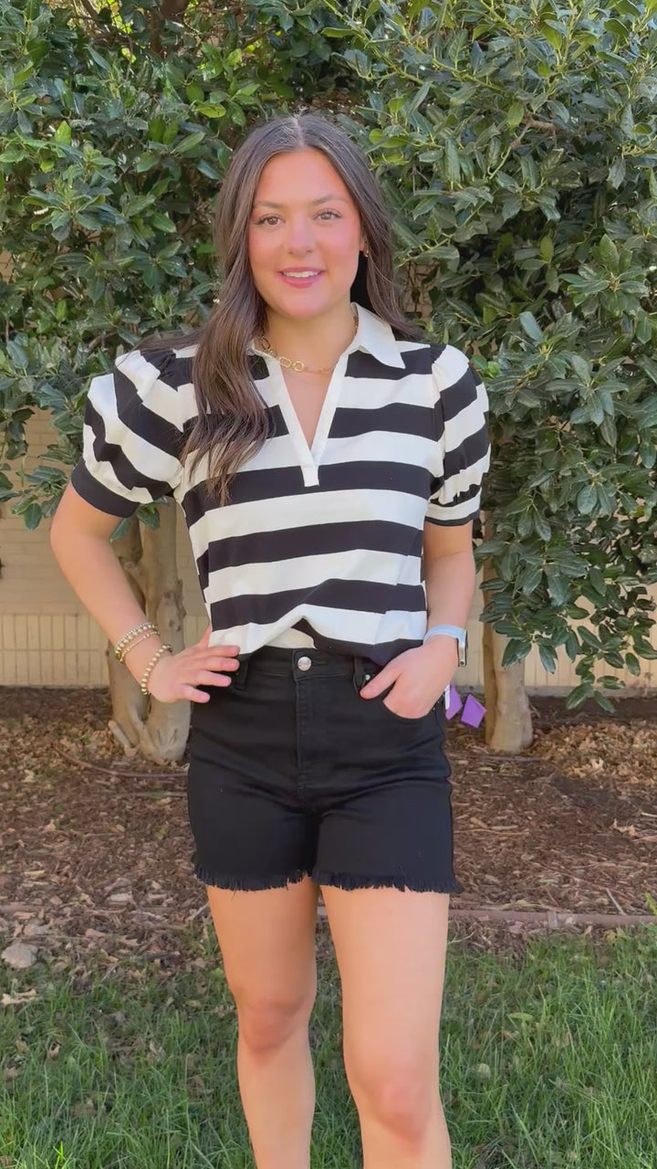 Pearl High Rise Raw Hem Shorts by Risen