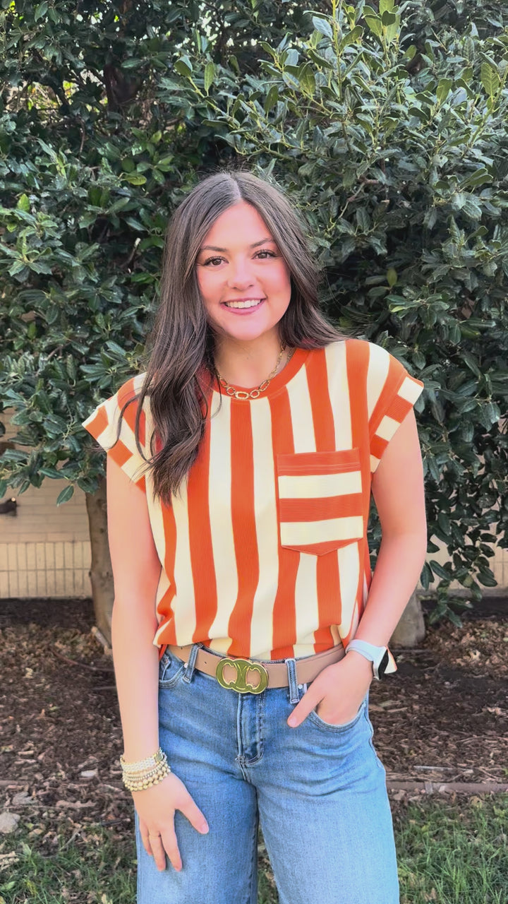 Boldly Orange Striped Top