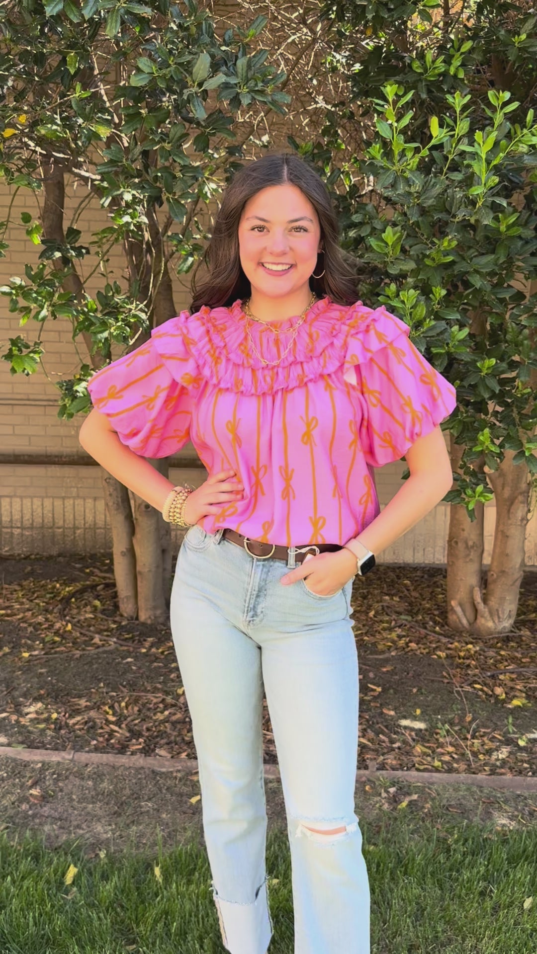 Sunset Bows Ruffled Blouse