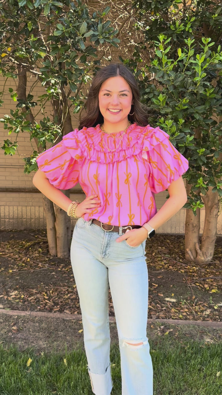 Sunset Bows Ruffled Blouse