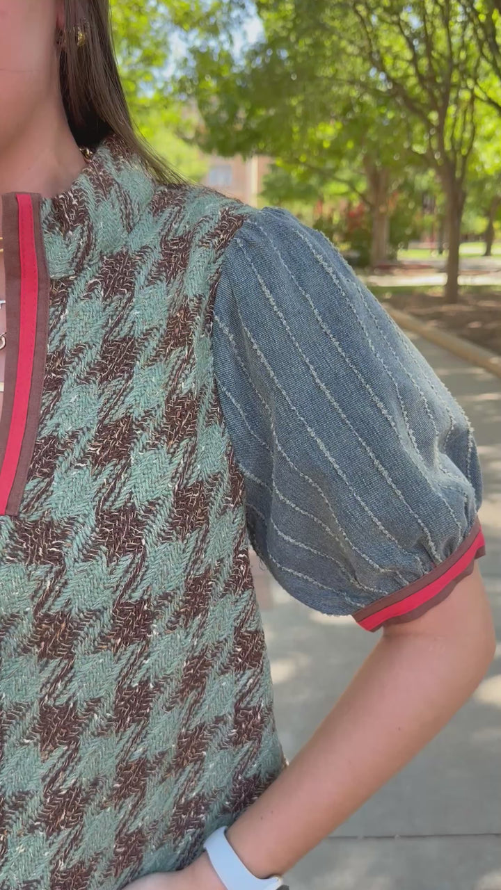 The Madison Tweed V-Neck Top