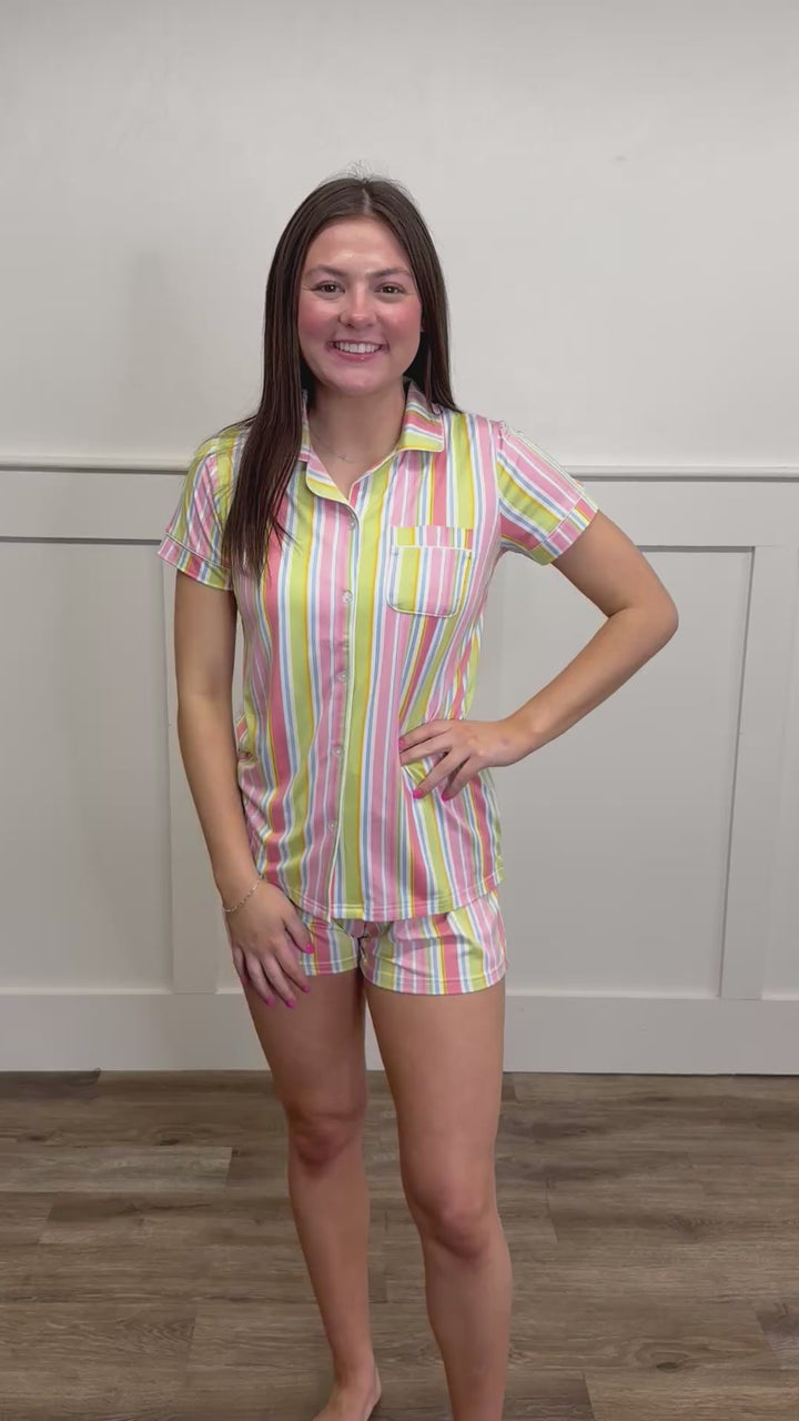 Spring Stripes Pajama Short Set