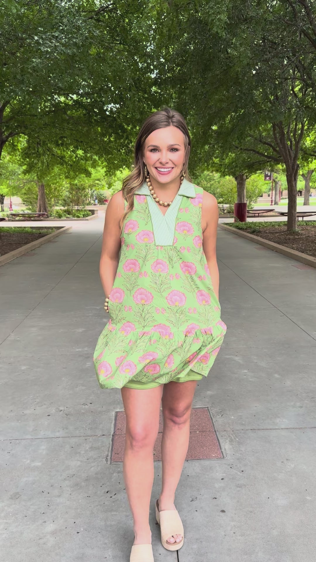 Sunday Best Green V-Neck Dress