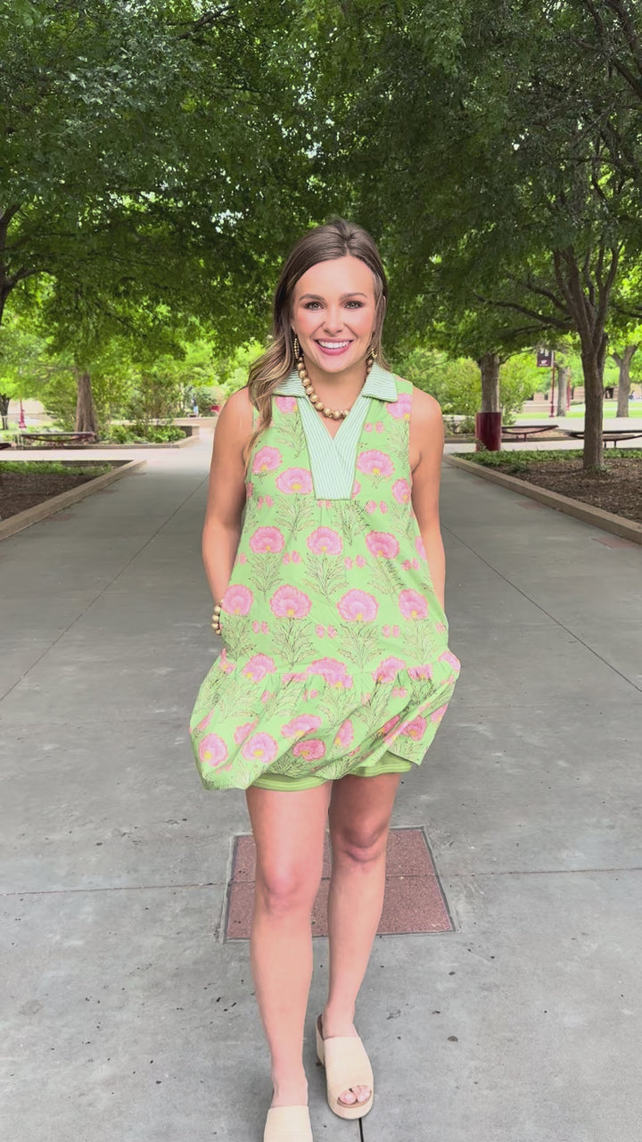 Sunday Best Green V-Neck Dress