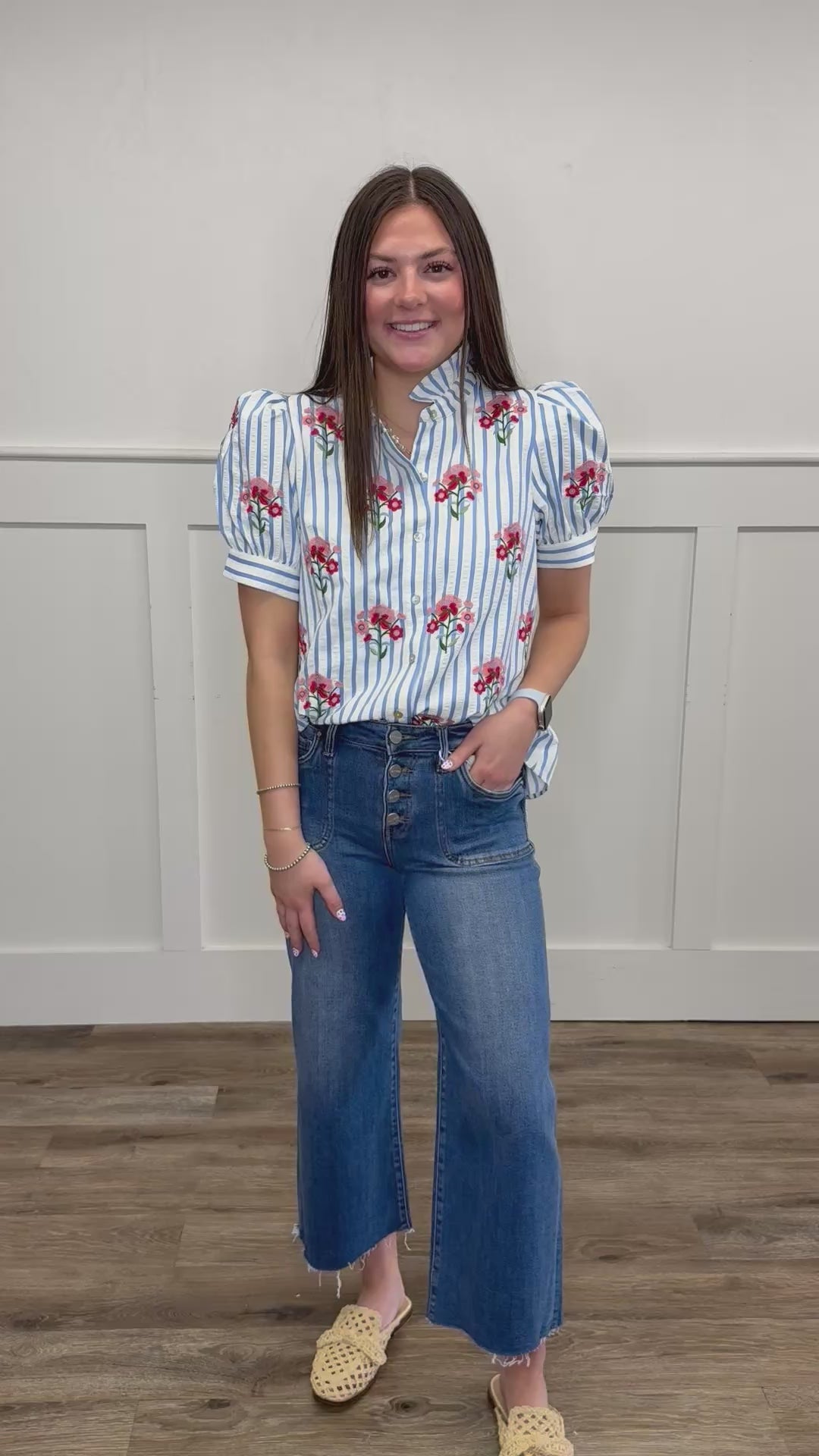 Spring Bouquet Puff Sleeve Blouse