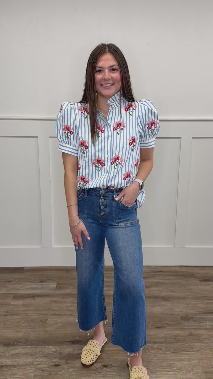 Spring Bouquet Puff Sleeve Blouse