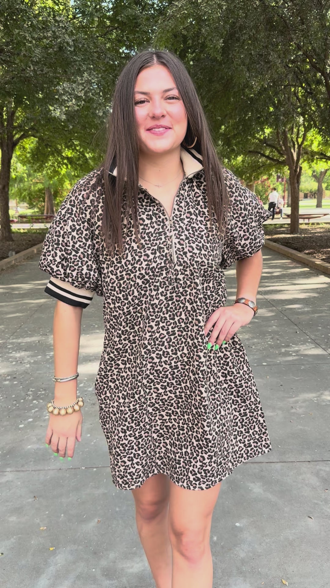 Spotted Charm Leopard Collared Dress