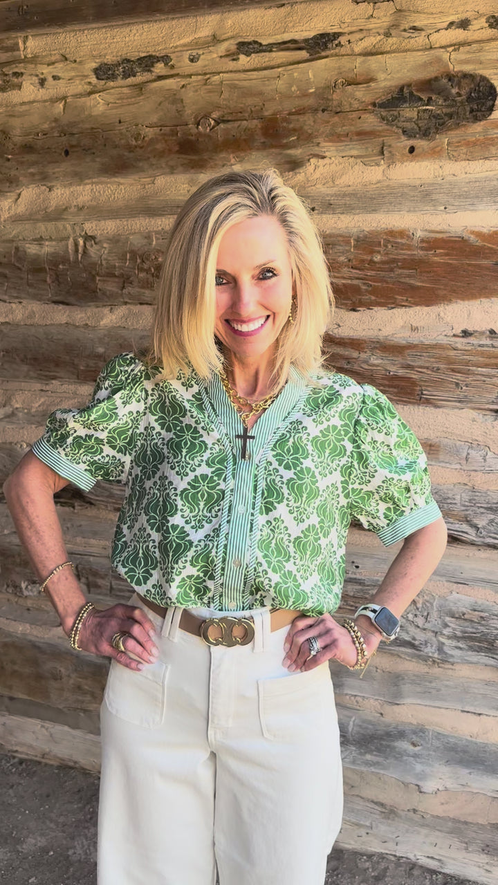 Simply Joy Green V-Neck Top