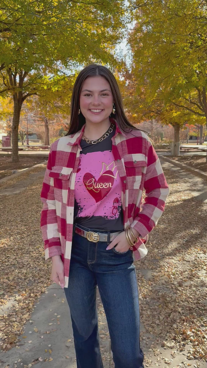 Heartfelt Red Plaid Flannel Top