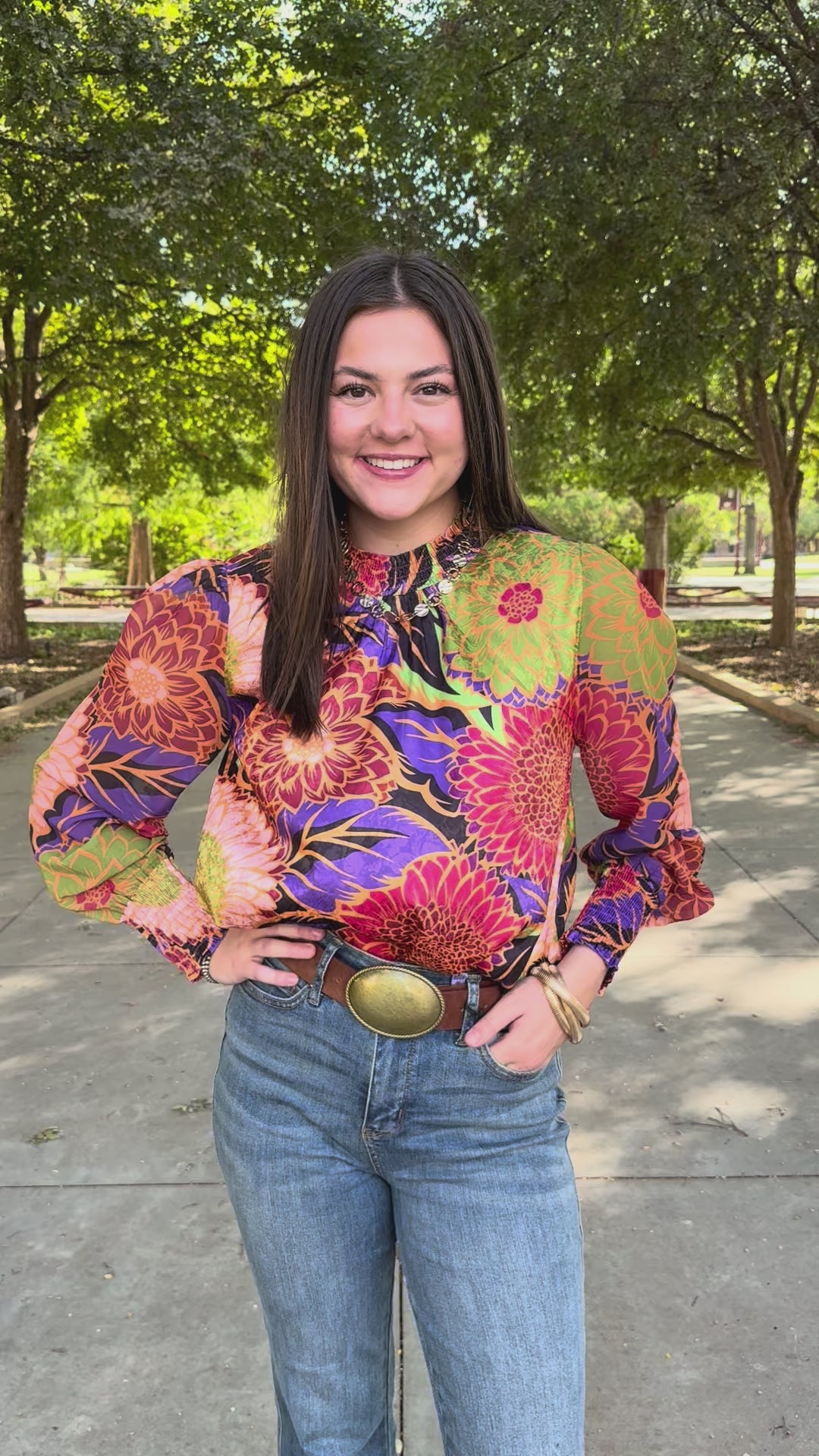 Autumn Bloom Long Sleeve Blouse