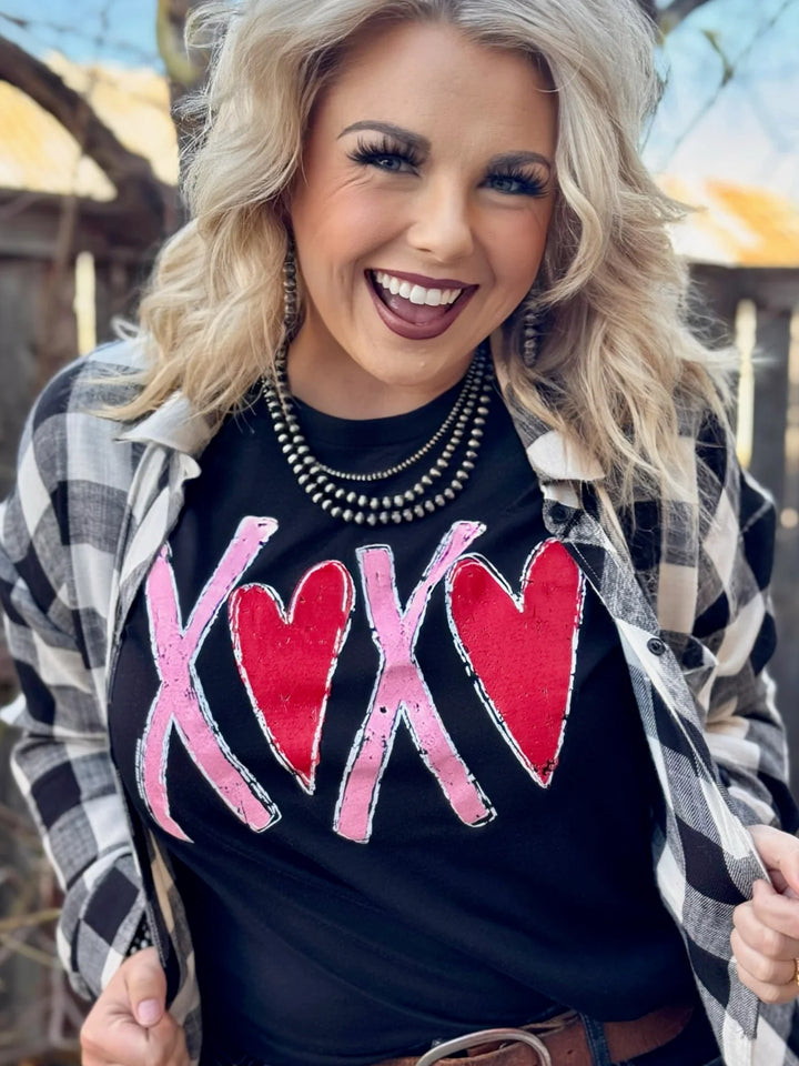 XOXO With Red Hearts Tee by Texas True Threads