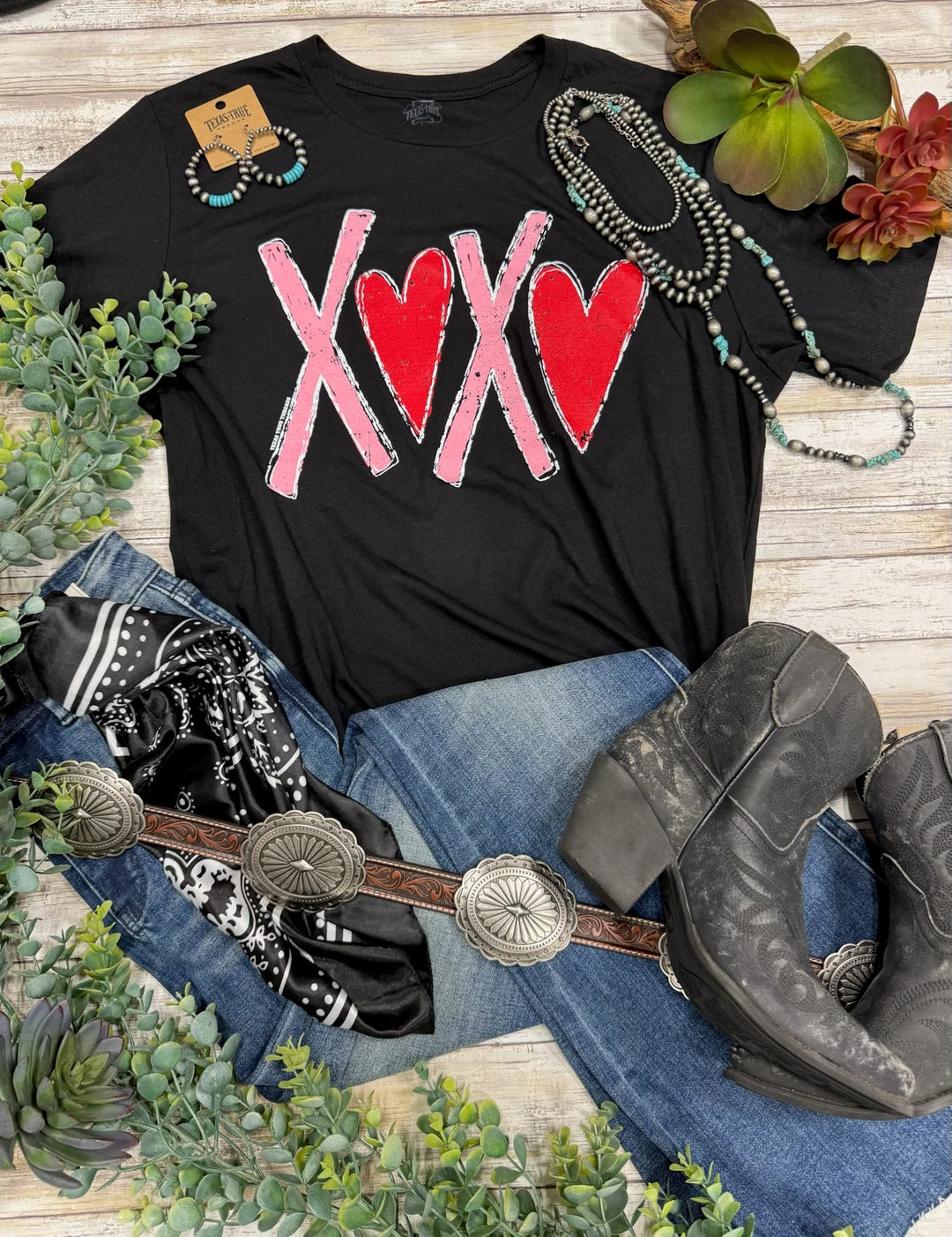 XOXO With Red Hearts Tee by Texas True Threads