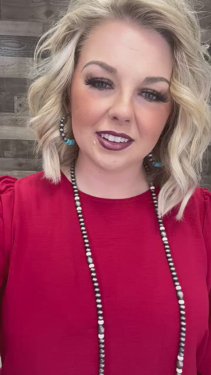 Whitesboro Faux Navajo Pearl and White Bead Necklace