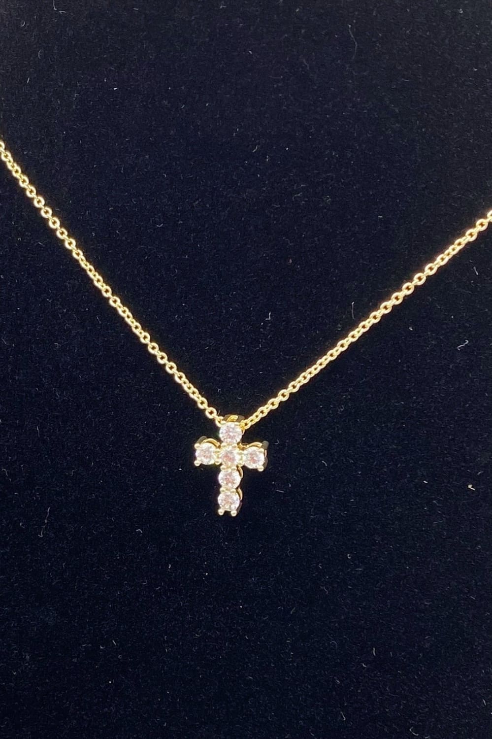 Blessed CZ Cross Necklace - Gold - necklace - Fossick 
