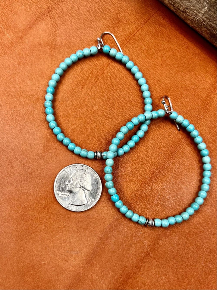 Crockett Large Turquoise Beaded Earrings - earrings - Texas 