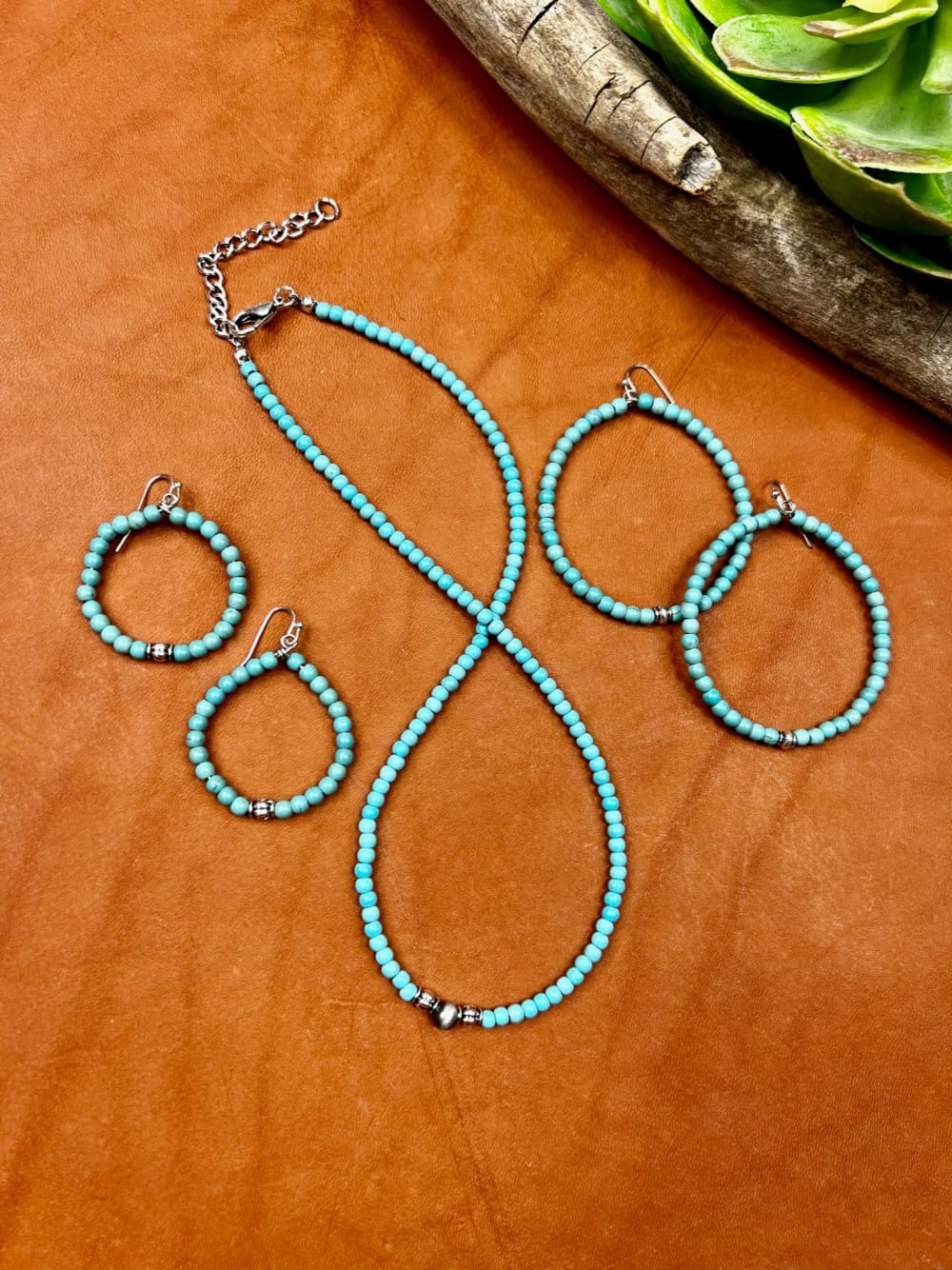 Crockett Large Turquoise Beaded Earrings - earrings - Texas 