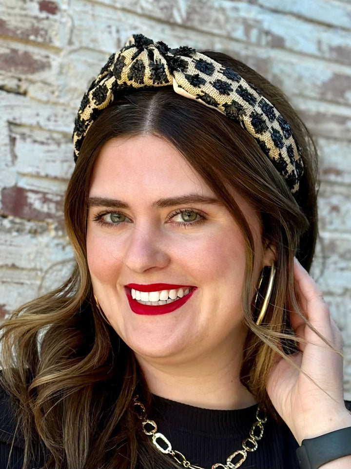 Dotsy Raffia Headband - Black - hair accessory - Medy