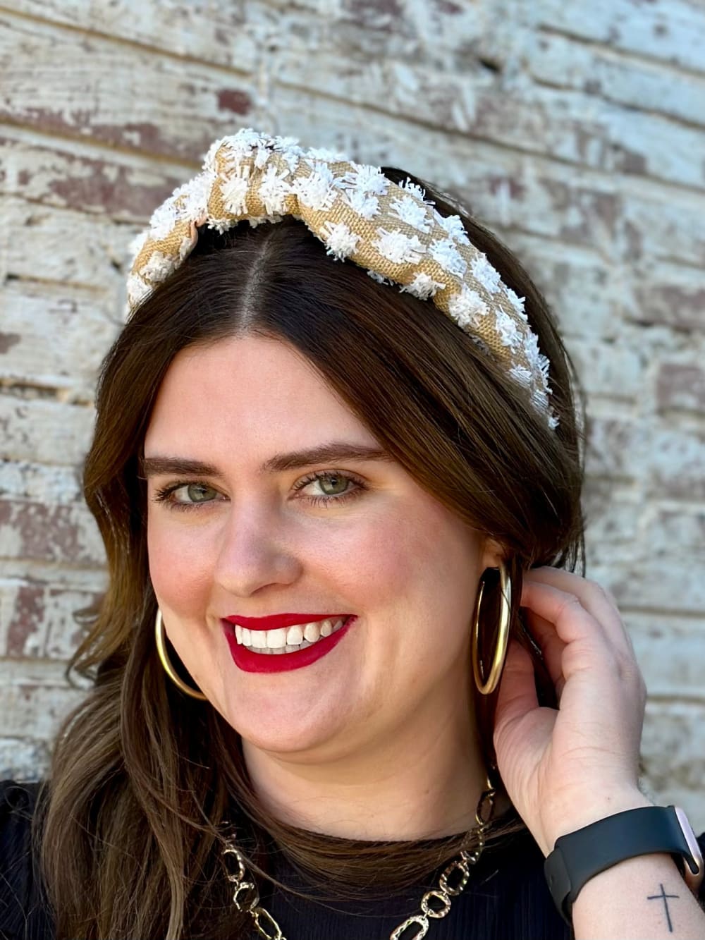 Dotsy Raffia Headband - White - hair accessory - Medy