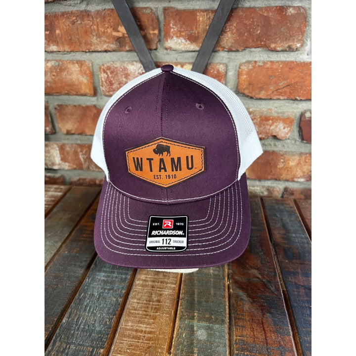 Maroon WTAMU Leather Patch Trucker Cap - maroon - WT Fan 