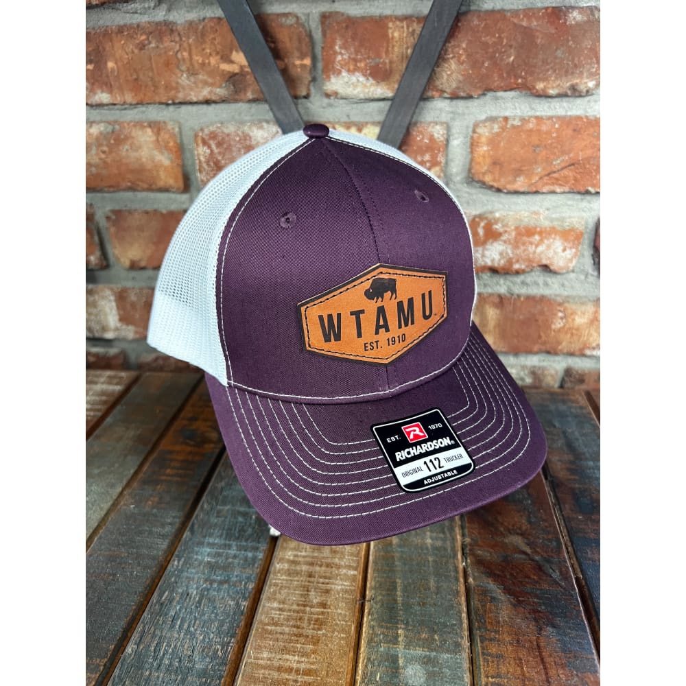 Maroon WTAMU Leather Patch Trucker Cap - maroon - WT Fan 