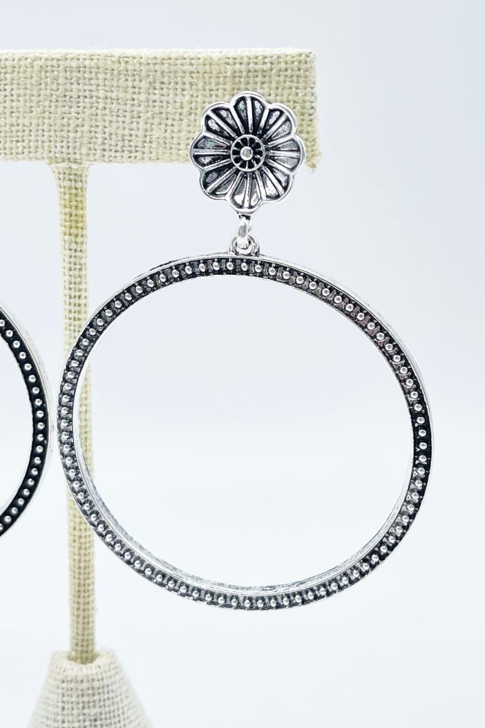 Penelope Flower Worn Silver Earring - earrings - West & Co.: