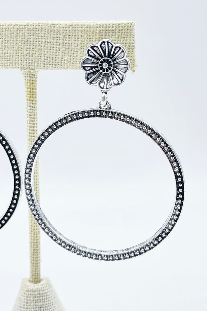 Penelope Flower Worn Silver Earring - earrings - West & Co.: