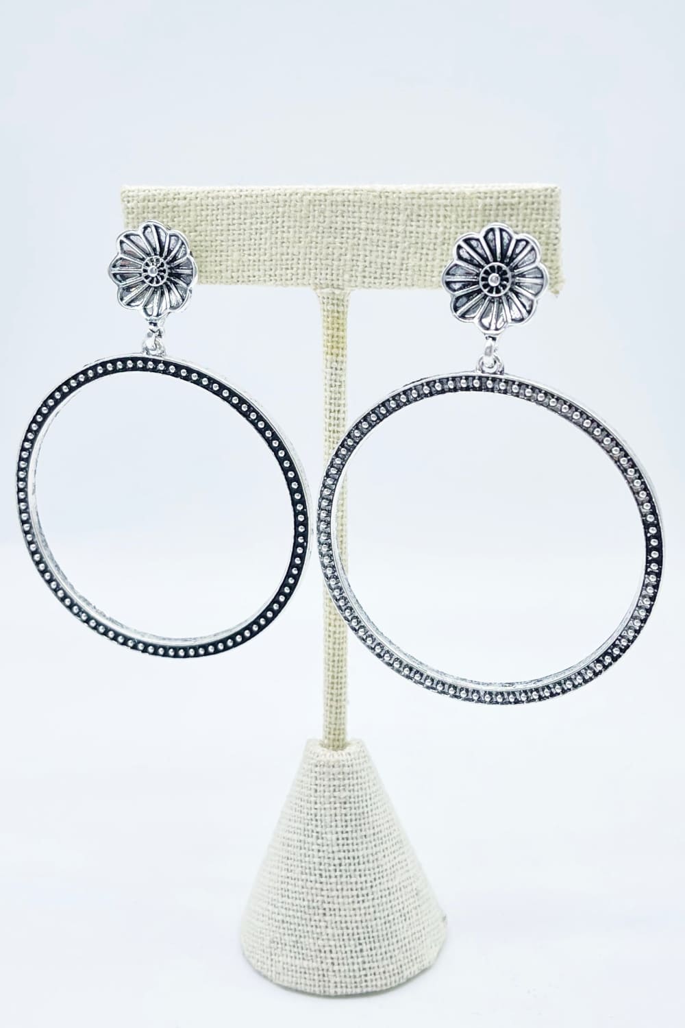 Penelope Flower Worn Silver Earring - earrings - West & Co.: