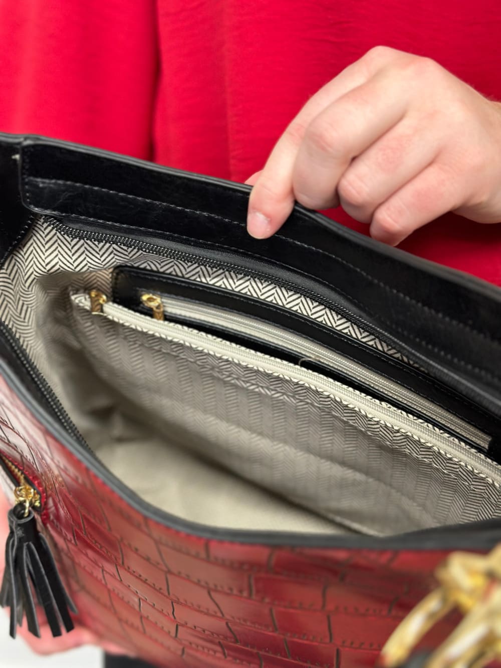 Rochelle Crocodile Print Hobo - handbag - jen & co.: bags